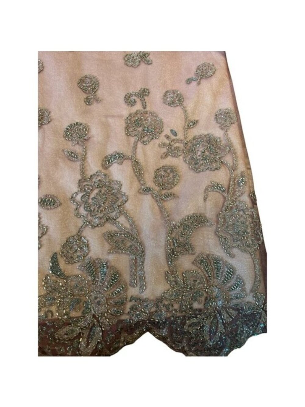 Vintage Rose Taft Couture Beaded Gown Dusty Rose Off Shoulder Formal Dress USA - Picture 12 of 14